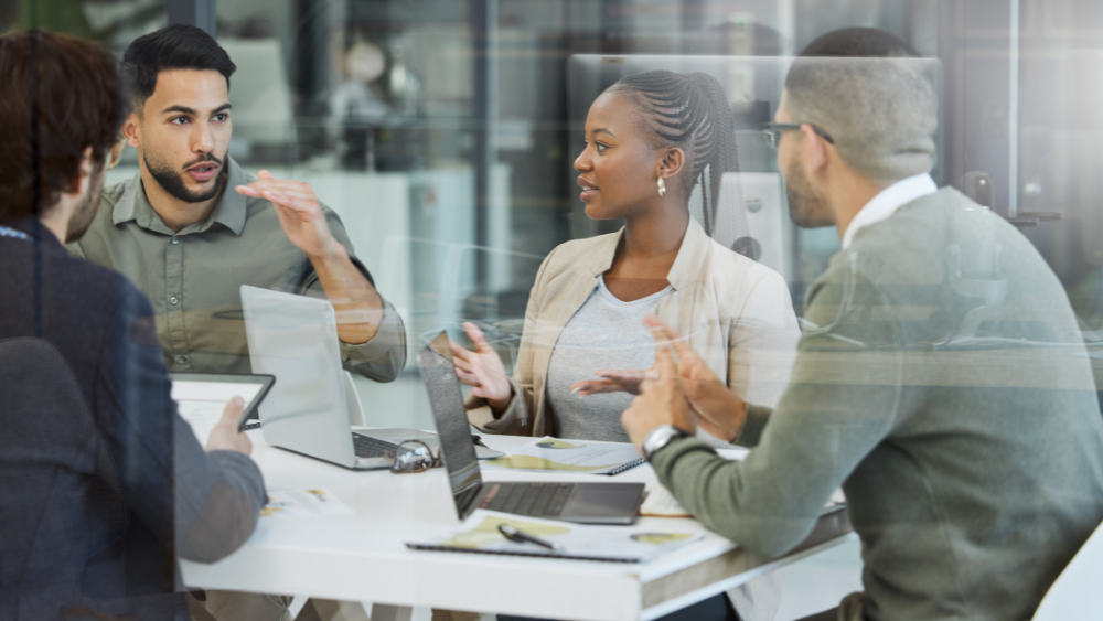 People in an office having a meeting